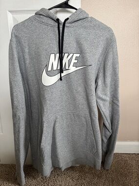 Nike Gray Pullover Hoodie with White Swoosh